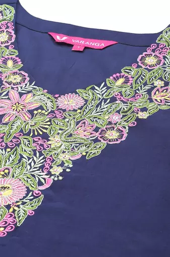 Floral Embroidered Thread Work Kurta with Trousers & Dupatta