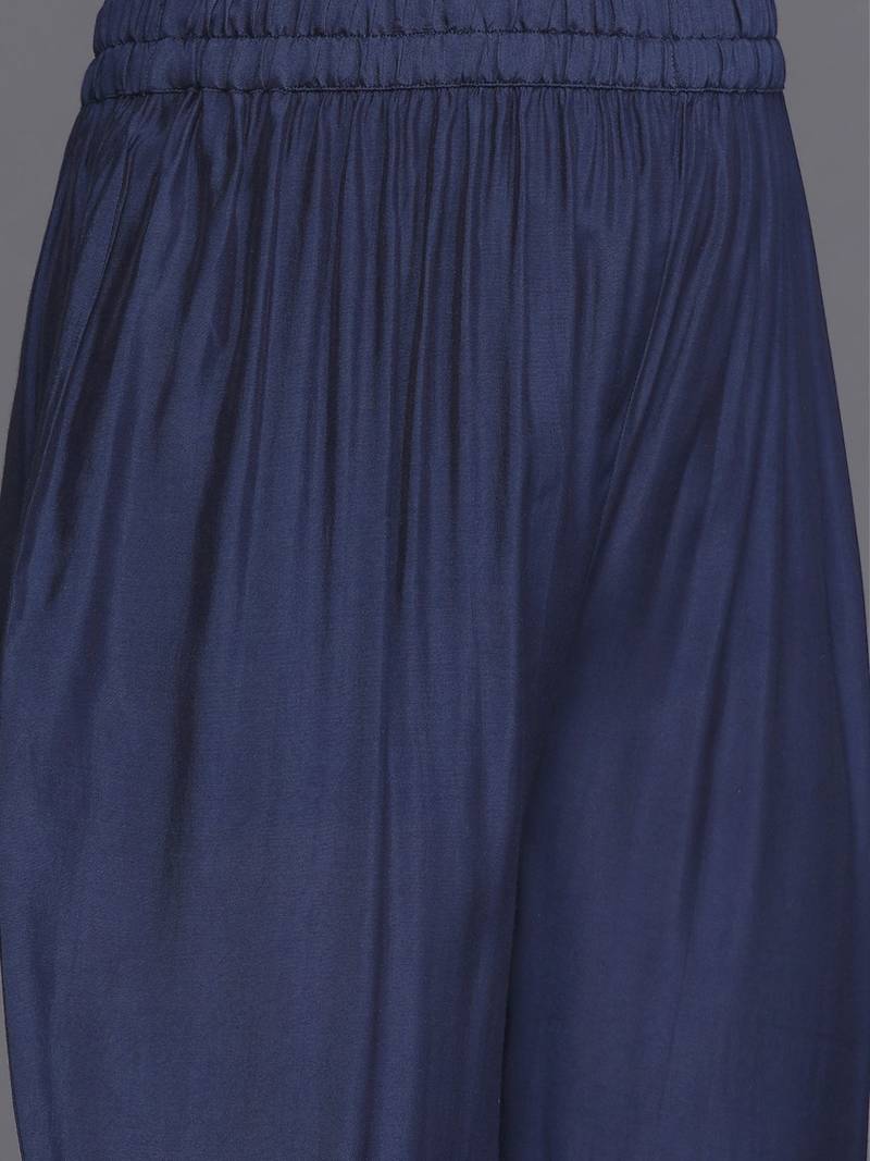 Floral Embroidered Thread Work Kurta with Trousers & Dupatta