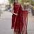 Beautiful maroon embroidered tussar silk sleeveless kurta set