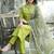 Beautiful mehendi green intricate thread embroidery khadi cotton straight kurta set with handblock kota doria dupatta
