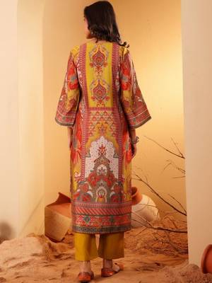 Women Ethnic Motifs Printed Regular Thread Work Chanderi Silk Kurta with Trousers 5