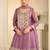 Mauve heavy simar silk blend mirror work top palazzo & dupatta set