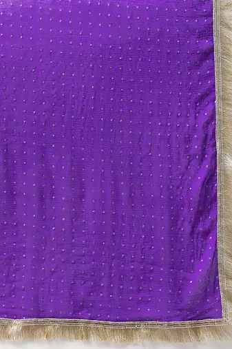 Women Floral Yoke Design Sequinned Chanderi Silk Kurta with Palazzos & Dupatta