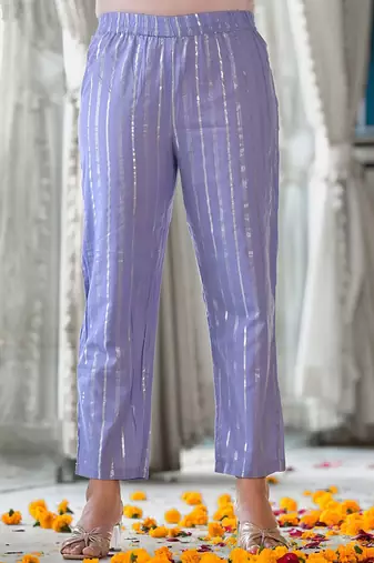 Women Striped Regular Pure Cotton Kurta with Trousers & With Dupatta