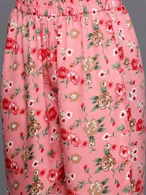 Women Floral Printed Regular Silk Crepe Kurta with Trousers 3