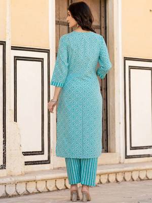 Ethnic Motifs Printed Regular Mirror Work Kurta with Trousers & With Dupatta 4