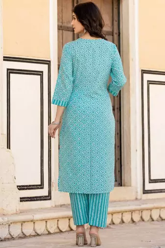Ethnic Motifs Printed Regular Mirror Work Kurta with Trousers & With Dupatta