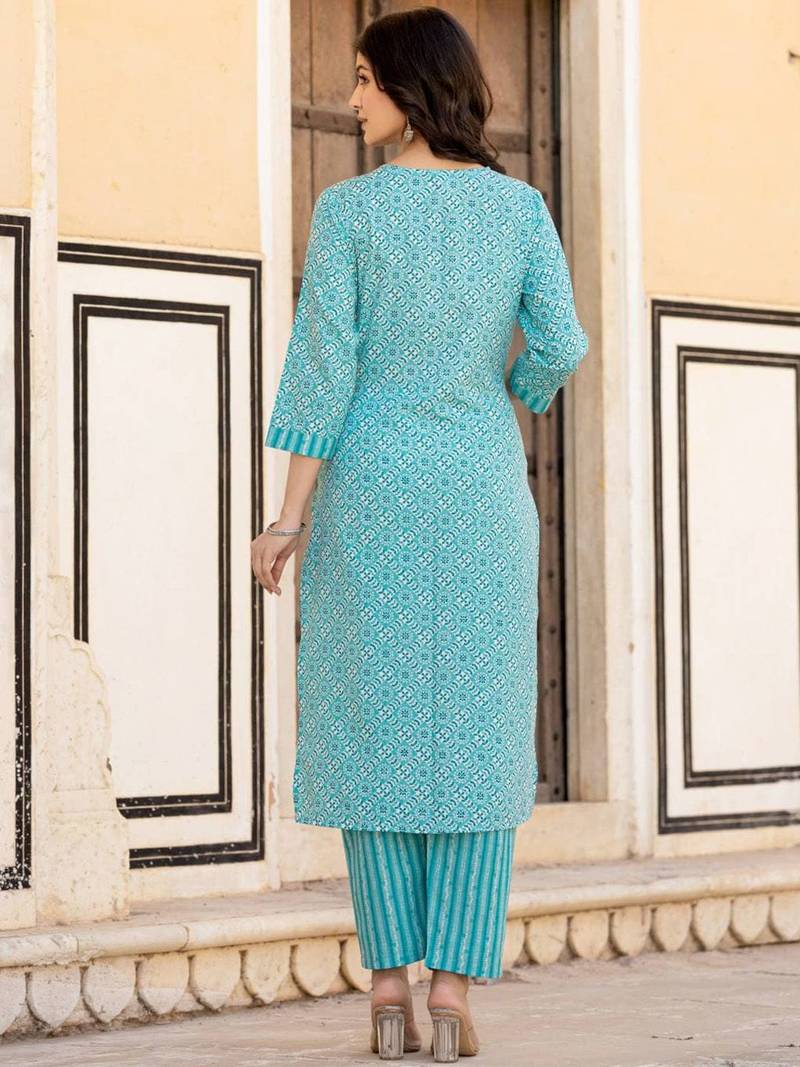 Ethnic Motifs Printed Regular Mirror Work Kurta with Trousers & With Dupatta