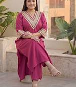 Women Ethnic Motifs Regular Thread Work Kurta with Trousers