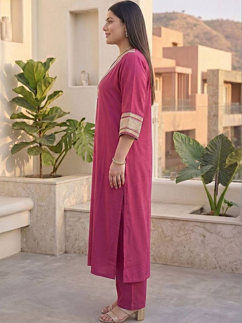 Women Ethnic Motifs Regular Thread Work Kurta with Trousers