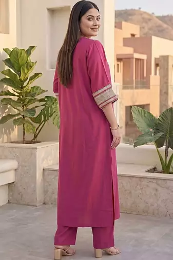 Women Ethnic Motifs Regular Thread Work Kurta with Trousers