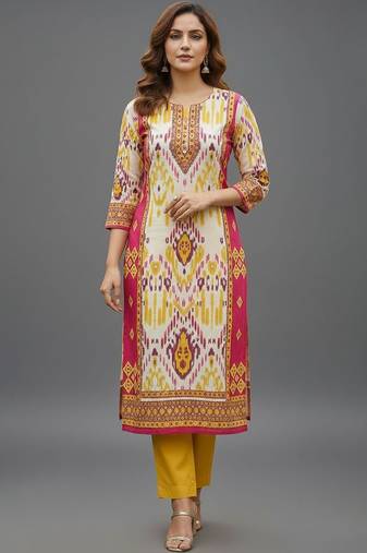 Women Ethnic Motifs Printed Regular Kurta with Trousers & With Dupatta