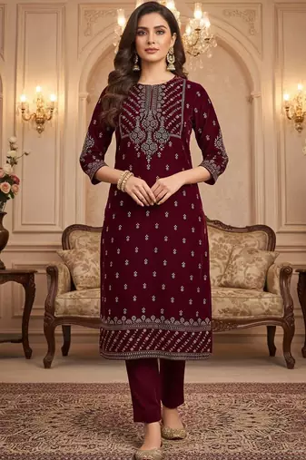 Women Ethnic Motifs Embroidered Regular Thread Work Velvet Kurta with Trousers & With Dupatta