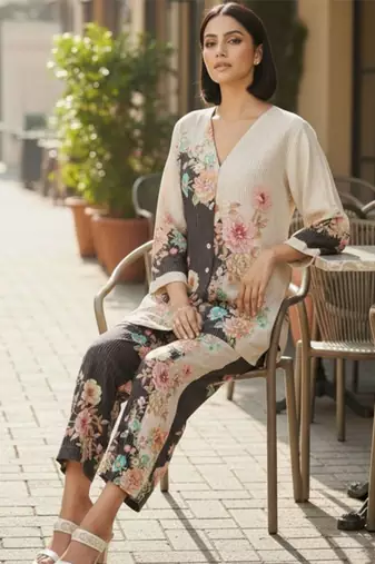 Women Floral Printed Regular Kurta with Palazzos