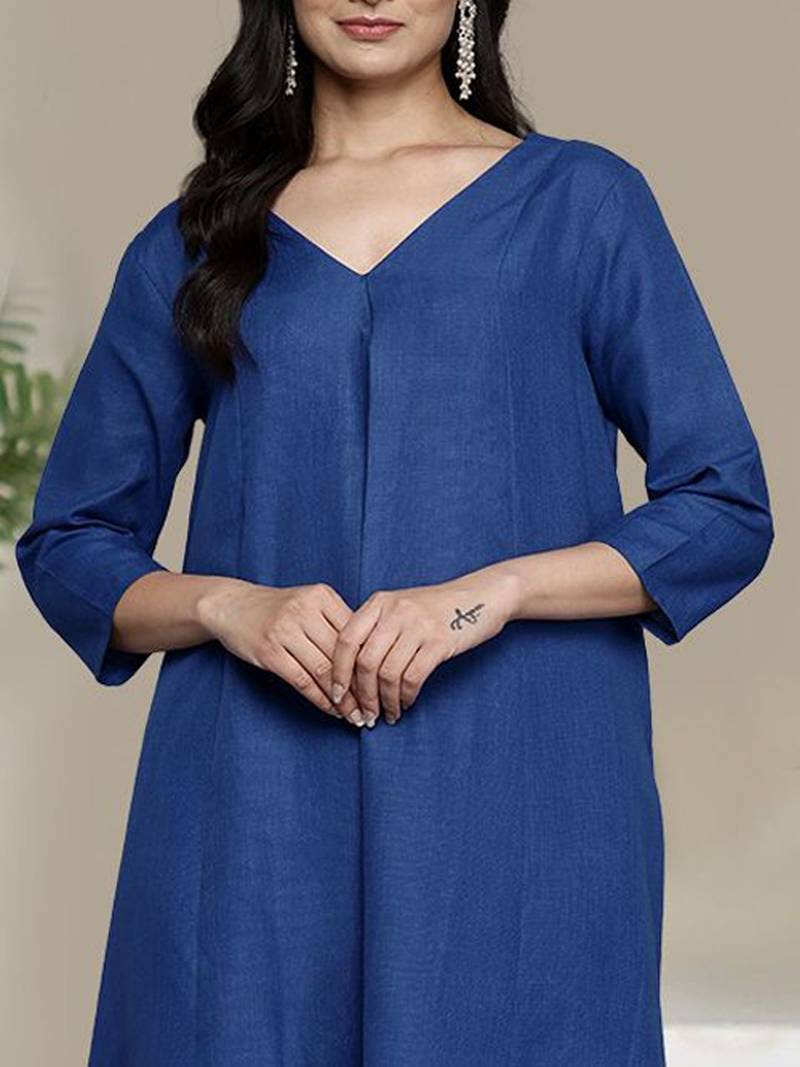 Women V-Neck A-Line Kurta With Trouser