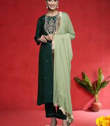 Women Ethnic Motifs Embroidered Regular Kurta with Trousers & Dupatta