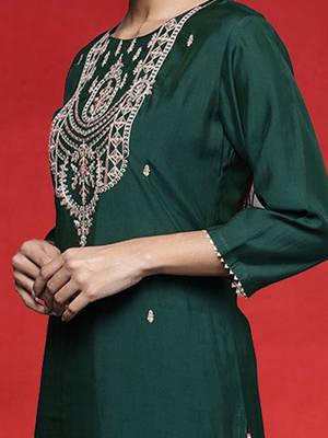 Women Ethnic Motifs Embroidered Regular Kurta with Trousers & Dupatta 2
