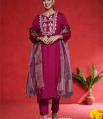 Women Ethnic Motifs Embroidered Kurta with Trouser & Dupatta