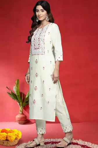 Women Ethnic Motifs Embroidered Pure Cotton Kurta with Trouser & Dupatta