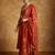 Floral Embroidered V- Neck Straight Kurta With Trousers & Dupatta