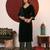 V-Neck Flared Sleeves Gotta Patti Velvet Straight Kurta With Trousers