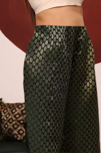 V-Neck Flared Sleeves Gotta Patti Velvet Straight Kurta With Trousers