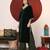 V-Neck Flared Sleeves Gotta Patti Velvet Straight Kurta With Trousers
