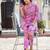 Lavendar Floral Printed Mandarin Collar Straight Pure Cotton Kurta With Trousers