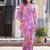 Lavendar Floral Printed Mandarin Collar Straight Pure Cotton Kurta With Trousers