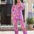 Lavendar Floral Printed Mandarin Collar Straight Pure Cotton Kurta With Trousers