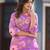 Lavendar Floral Printed Mandarin Collar Straight Pure Cotton Kurta With Trousers