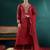 Maroon V-Neck Regular Gotta Patti Silk Crepe Kurta With Trouser With Dupatta