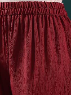 Maroon V-Neck Regular Gotta Patti Silk Crepe Kurta With Trouser With Dupatta 4