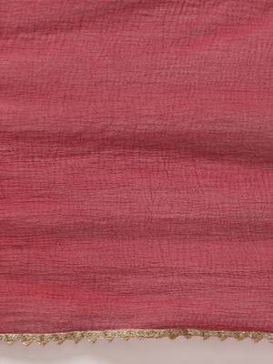 Maroon V-Neck Regular Gotta Patti Silk Crepe Kurta With Trouser With Dupatta 5