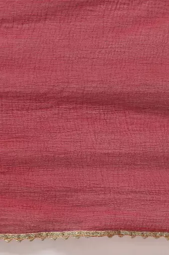 Maroon V-Neck Regular Gotta Patti Silk Crepe Kurta With Trouser With Dupatta
