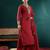 Maroon V-Neck Regular Gotta Patti Silk Crepe Kurta With Trouser With Dupatta