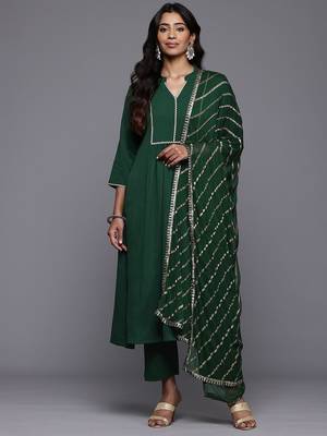 Pleated Anarkali Gotta Patti Kurta With Trousers & Dupatta 1
