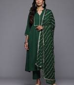 Pleated Anarkali Gotta Patti Kurta With Trousers & Dupatta