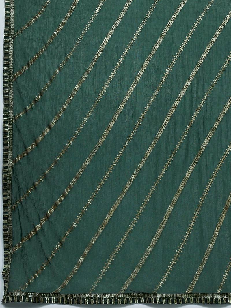 Pleated Anarkali Gotta Patti Kurta With Trousers & Dupatta