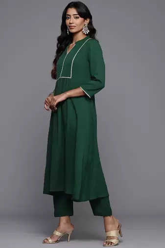 Pleated Anarkali Gotta Patti Kurta With Trousers & Dupatta