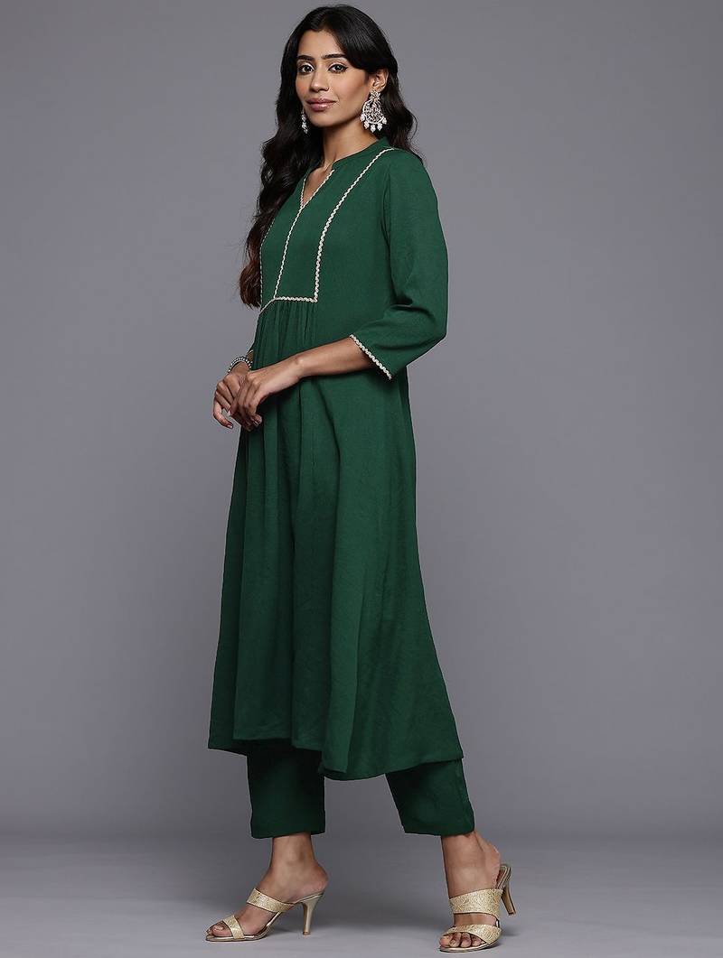 Pleated Anarkali Gotta Patti Kurta With Trousers & Dupatta