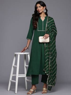 Pleated Anarkali Gotta Patti Kurta With Trousers & Dupatta 7
