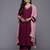 Floral Yoke Design Zari Pleated Kurta With Trousers & Dupatta