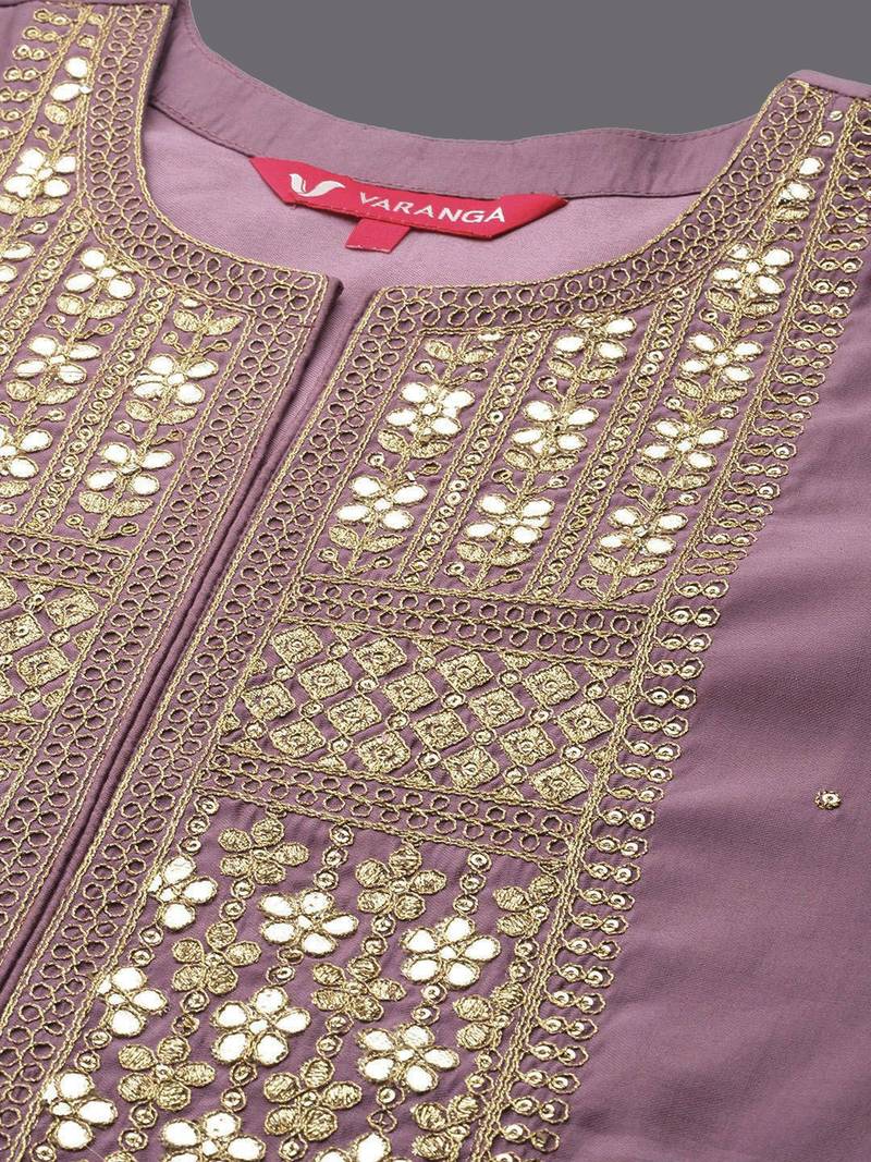 Ethnic Motifs Yoke Design Regular Sequinned Kurta with Trousers & With Dupatta