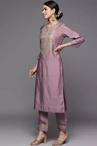 Ethnic Motifs Yoke Design Regular Sequinned Kurta with Trousers & With Dupatta