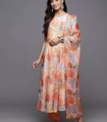 Ethnic Halter Neck Printed Anarkali with Trouser & Dupatta
