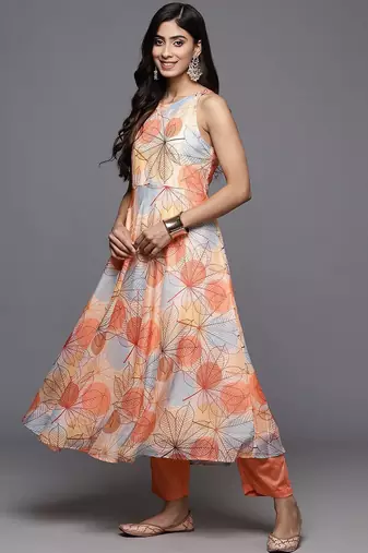 Ethnic Halter Neck Printed Anarkali with Trouser & Dupatta