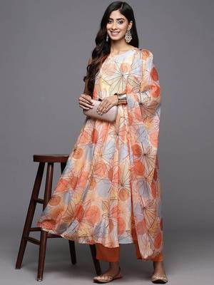 Ethnic Halter Neck Printed Anarkali with Trouser & Dupatta 7