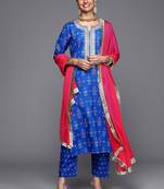 Bandhani Printed Gotta Patti Straight Kurta with Trousers & Dupatta