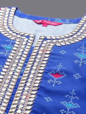 Bandhani Printed Gotta Patti Straight Kurta with Trousers & Dupatta 2